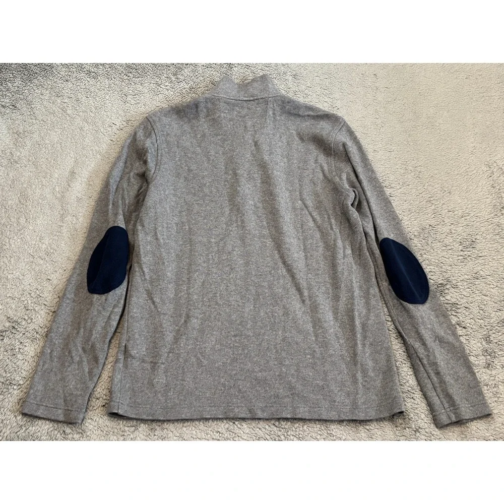Banana Republic Mens M Gray 1/4 Zip Sweater Elbow Patch Pullover Long Sleeve